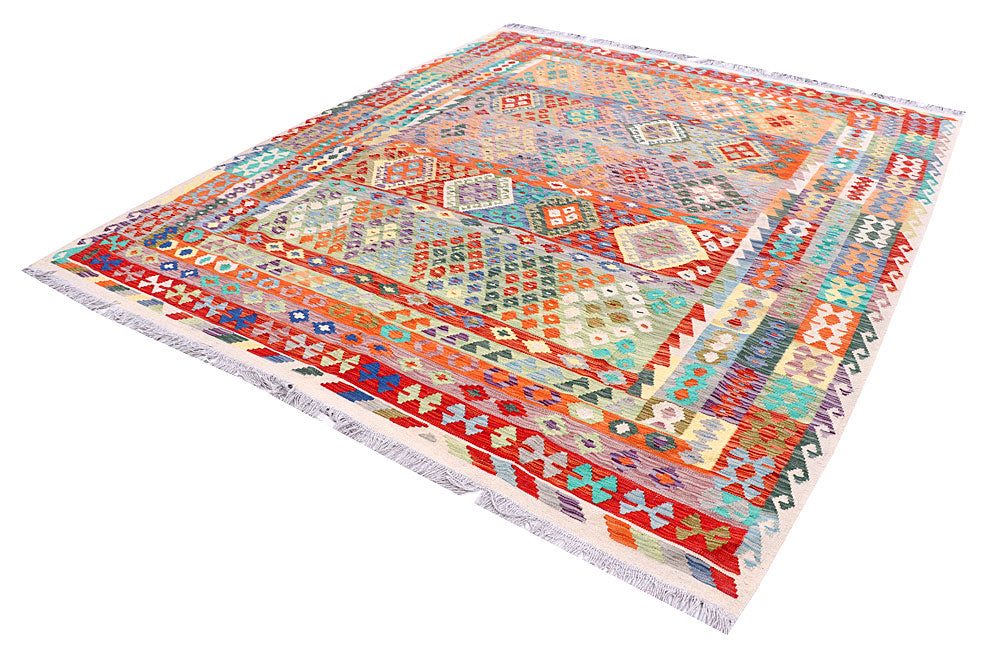 Multi Colored Kilim 8' 2 x 9' 9 - No. 57370 - ALRUG Rug Store