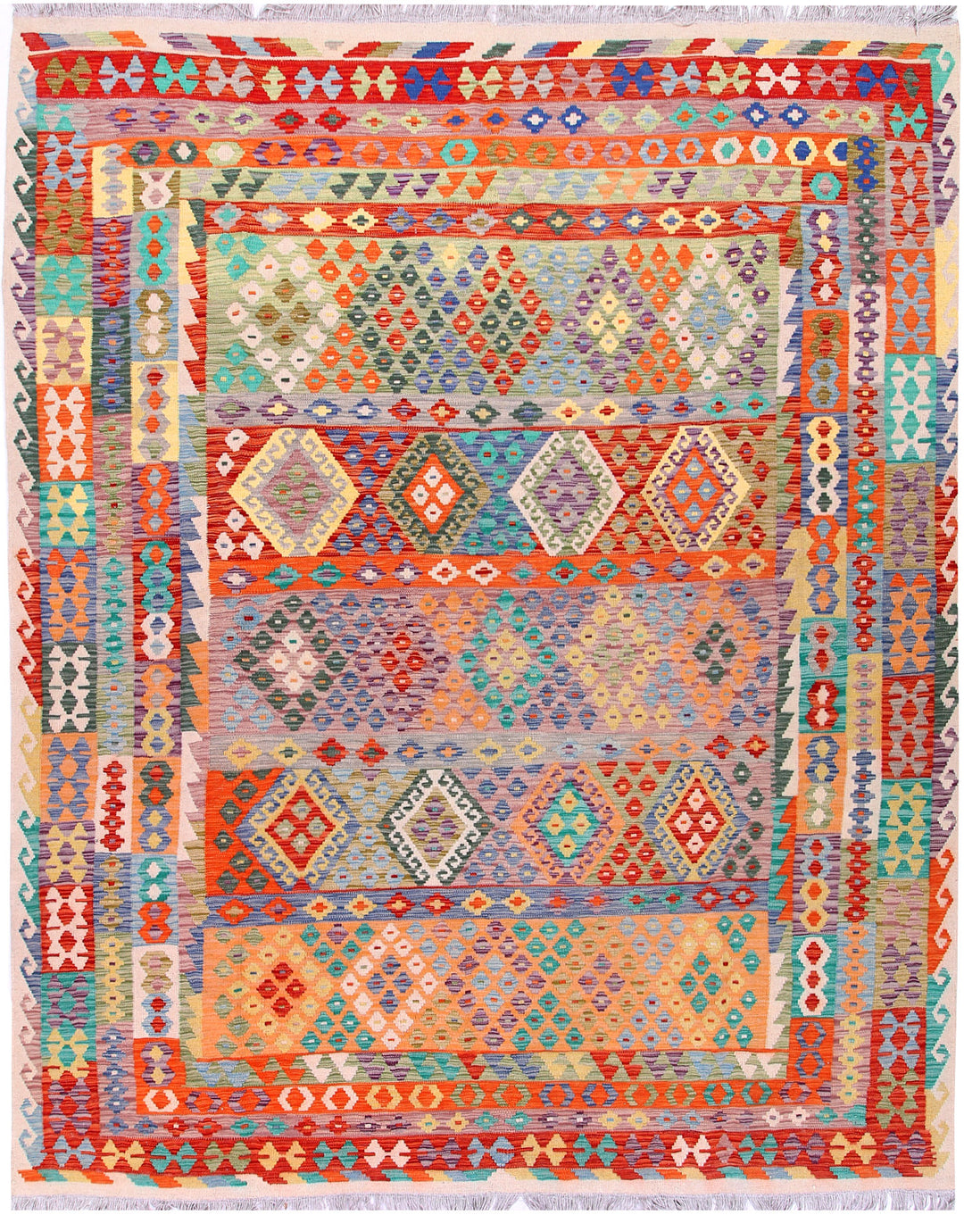 Multi Colored Kilim 8' 2 x 9' 9 - No. 57370 - ALRUG Rug Store