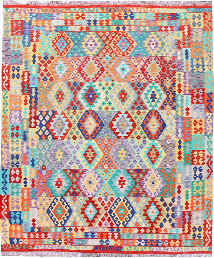 Multi Colored Kilim 8' 6 x 9' 10 - No. 57376 - ALRUG Rug Store
