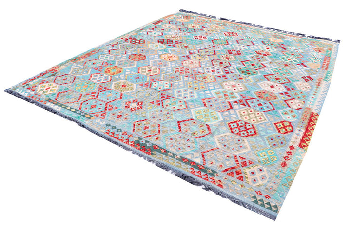 Multi Colored Kilim 8' 8 x 9' 11 - No. 57381 - ALRUG Rug Store