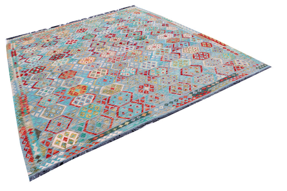 Multi Colored Kilim 8' 8 x 9' 11 - No. 57381 - ALRUG Rug Store