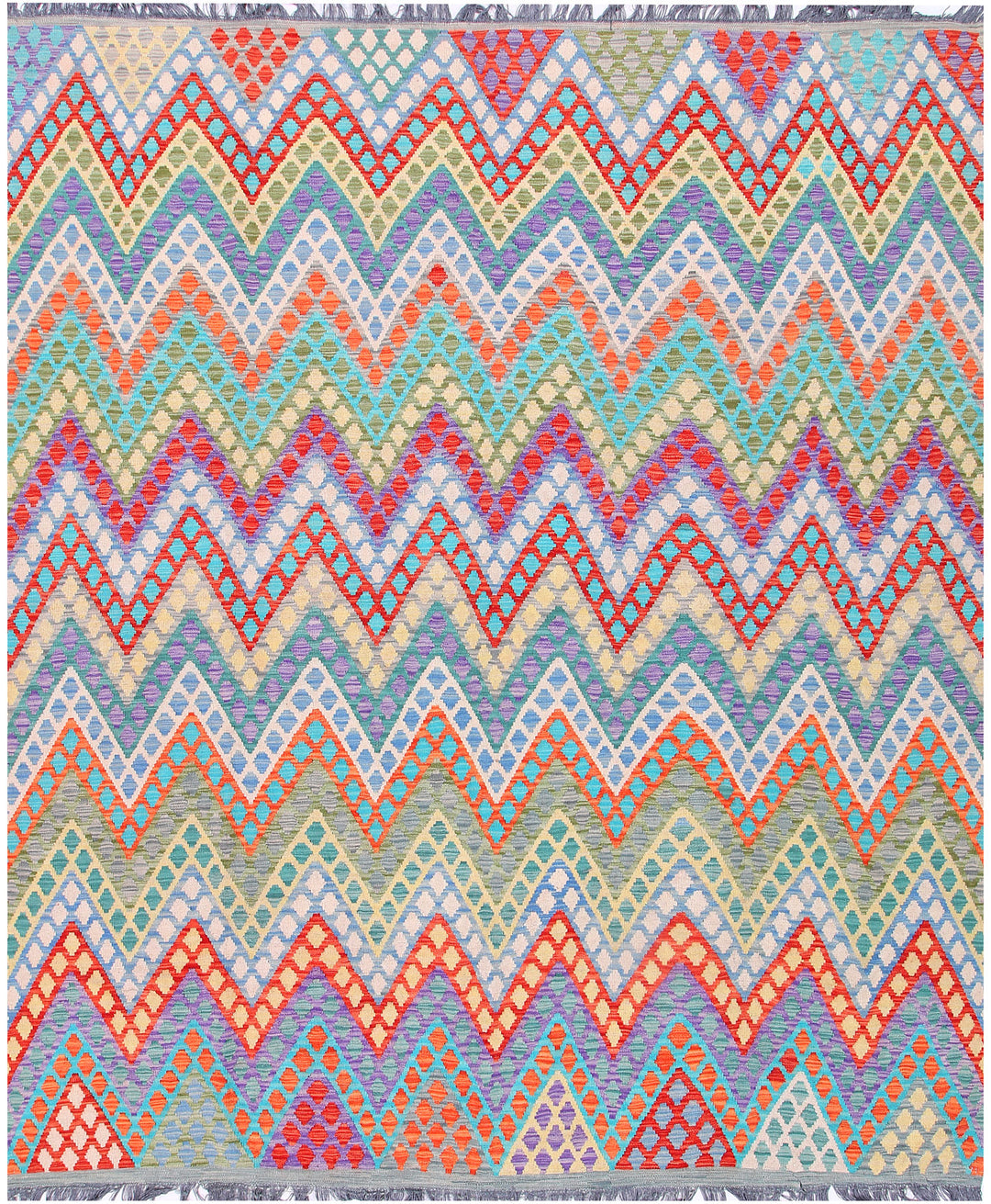 Multi Colored Kilim 8' 2 x 9' 6 - No. 57382 - ALRUG Rug Store