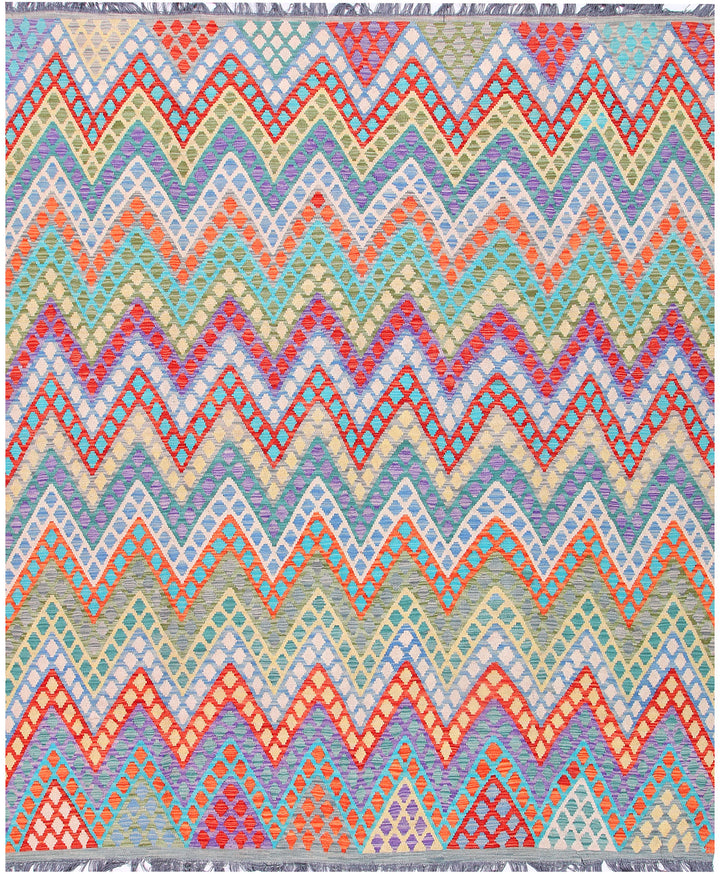 Multi Colored Kilim 8' 2 x 9' 6 - No. 57382 - ALRUG Rug Store