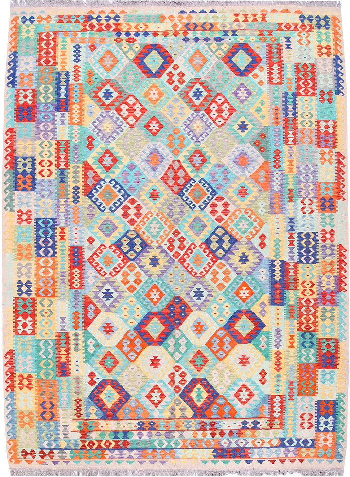 Multi Colored Kilim 8' 7 x 11' 5 - No. 57383 - ALRUG Rug Store