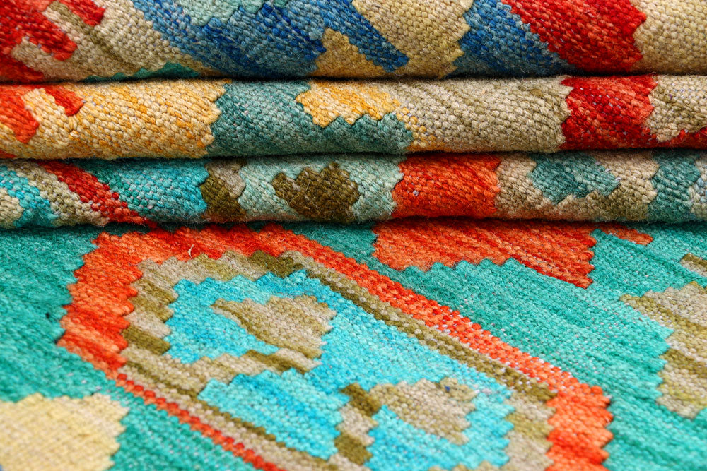 Multi Colored Kilim 8' x 9' 10 - No. 57388 - ALRUG Rug Store