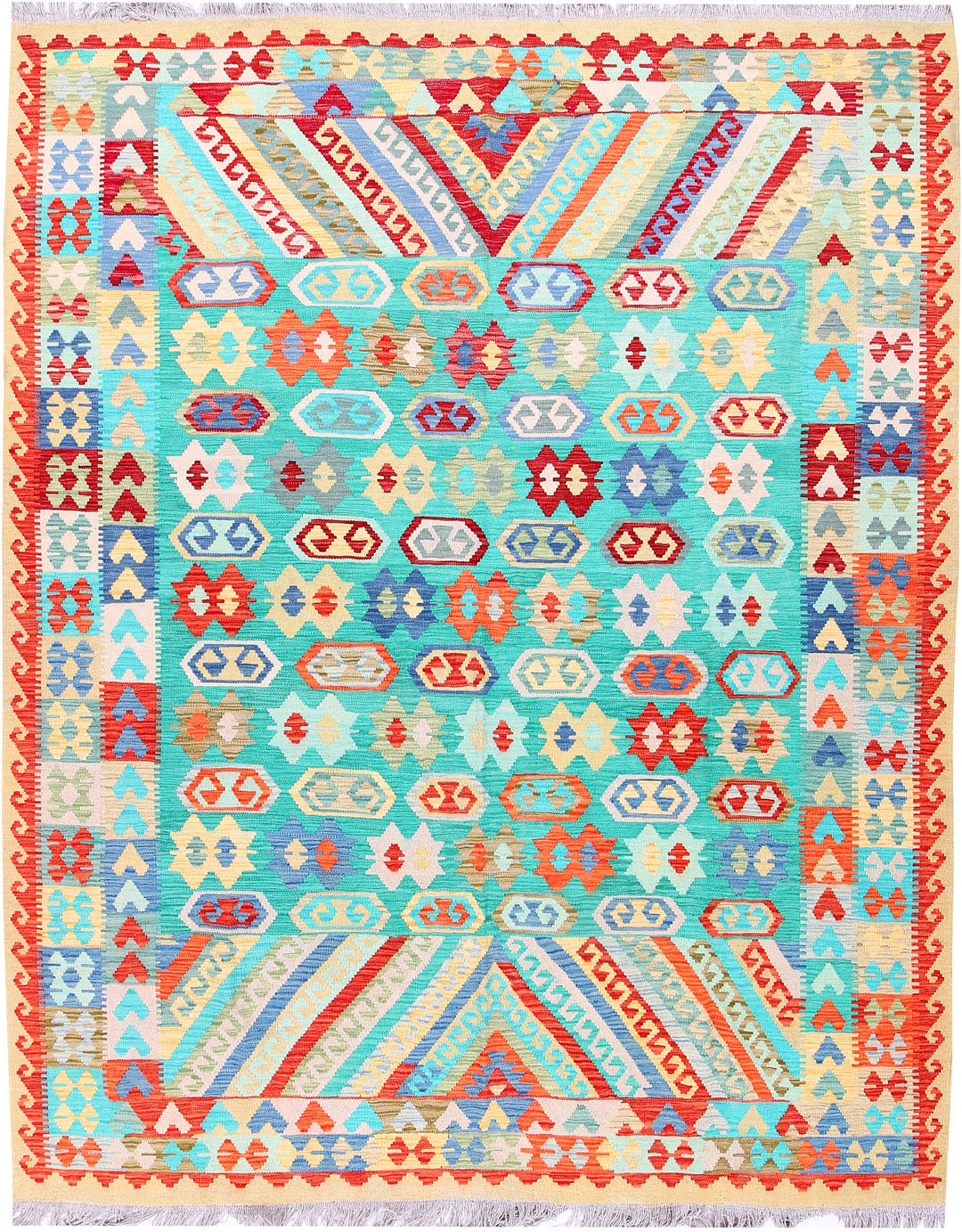 Multi Colored Kilim 8' x 9' 10 - No. 57388 - ALRUG Rug Store