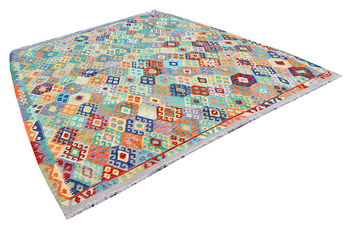 Multi Colored Kilim 8' 11 x 11' 4 - No. 57389 - ALRUG Rug Store
