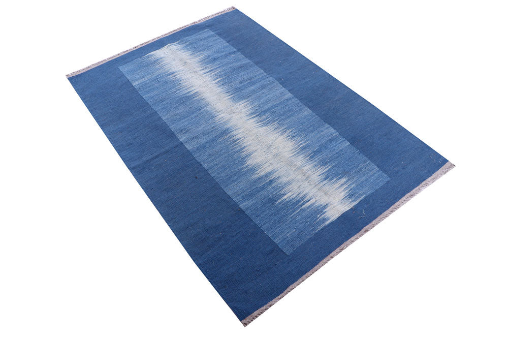 Cornflower Blue Kilim 3' 6 x 5' 1 - No. 57400 - ALRUG Rug Store