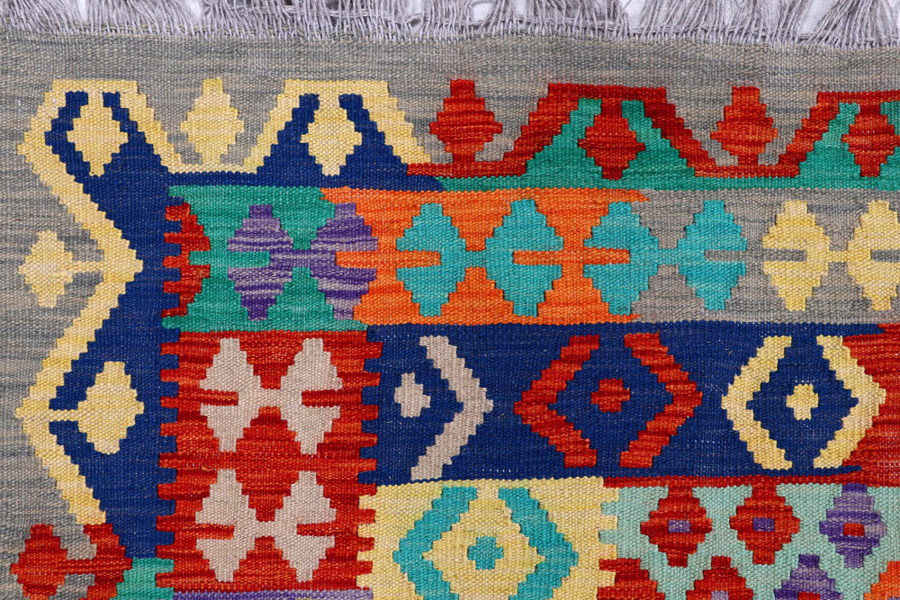 Multi Colored Kilim 8' 2 x 9' 11 - No. 57401 - ALRUG Rug Store