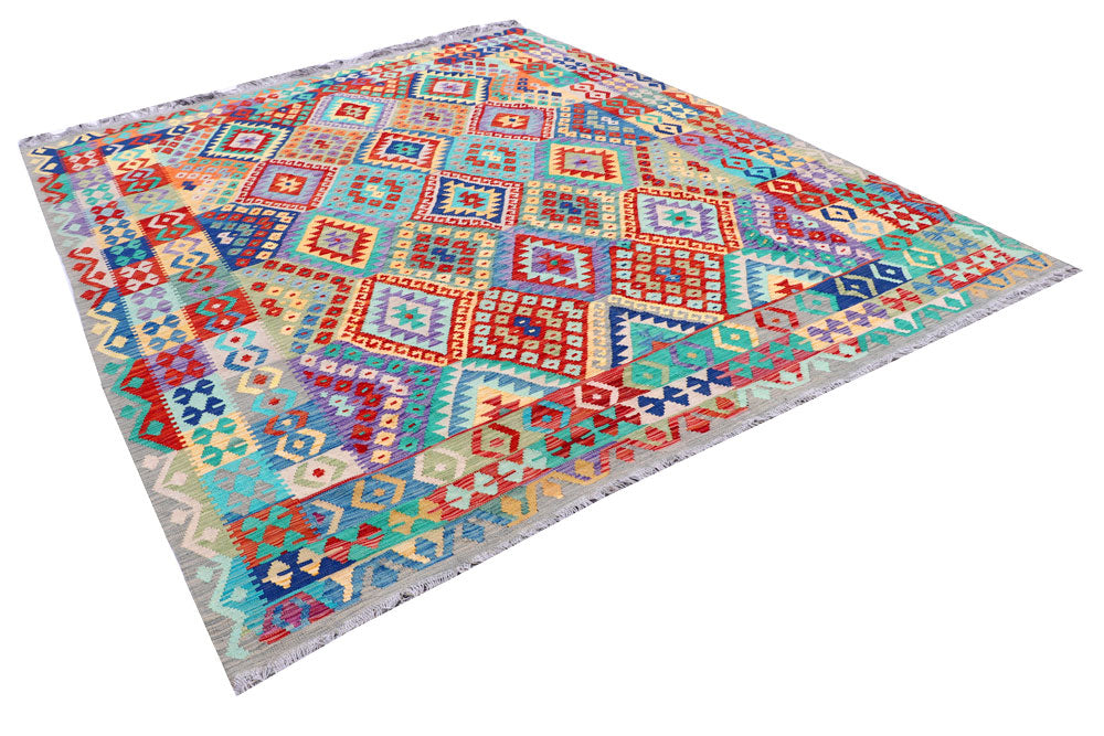 Multi Colored Kilim 8' 2 x 9' 11 - No. 57401 - ALRUG Rug Store