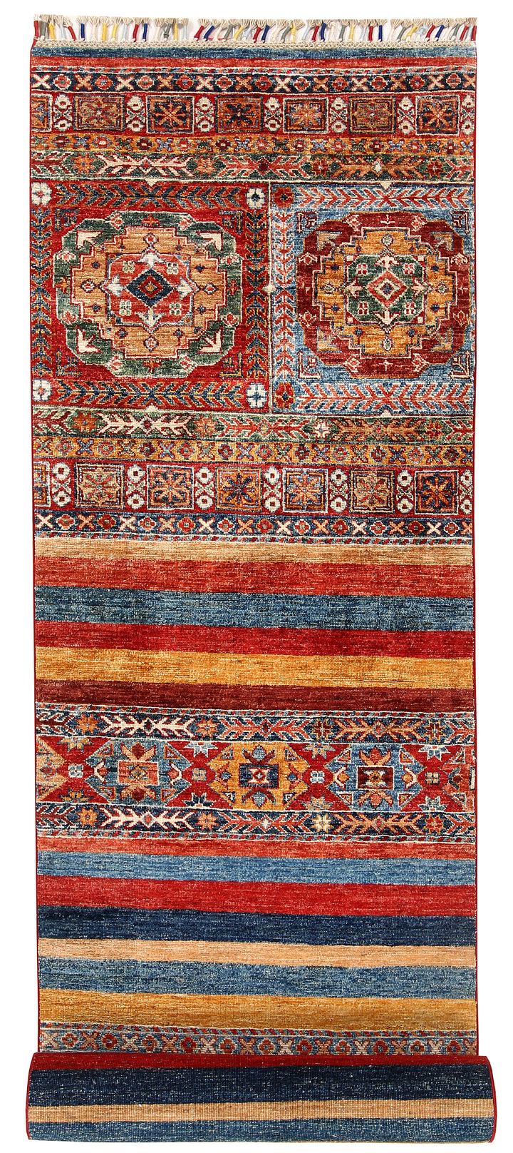 Multi Colored Kazak 2' 6 x 11' 10 - No. 57577 - ALRUG Rug Store