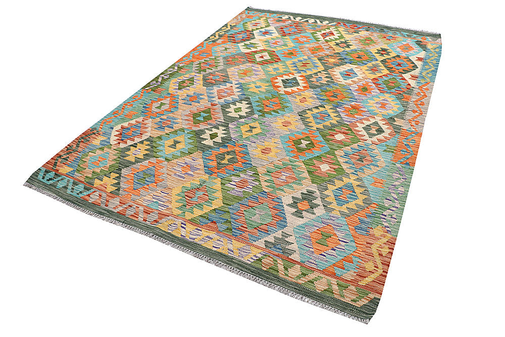 Multi Colored Kilim 5' 6 x 8' - No. 57742 - ALRUG Rug Store