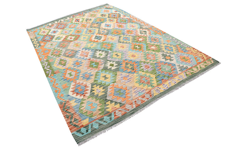 Multi Colored Kilim 5' 6 x 8' - No. 57742 - ALRUG Rug Store
