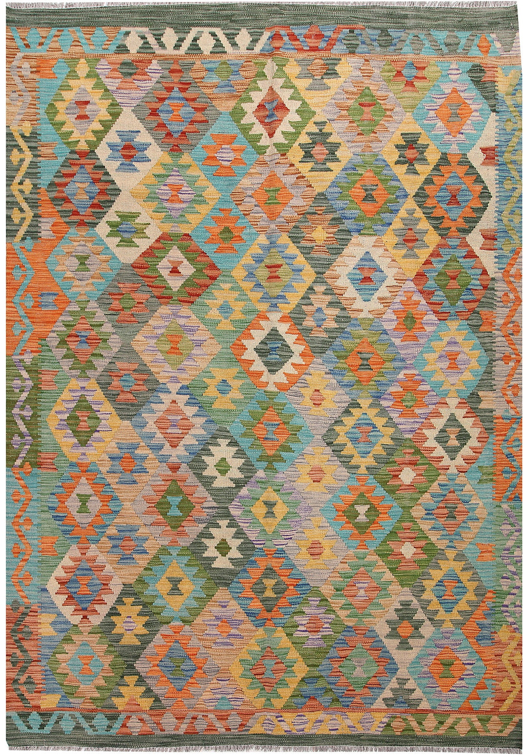 Multi Colored Kilim 5' 6 x 8' - No. 57742 - ALRUG Rug Store