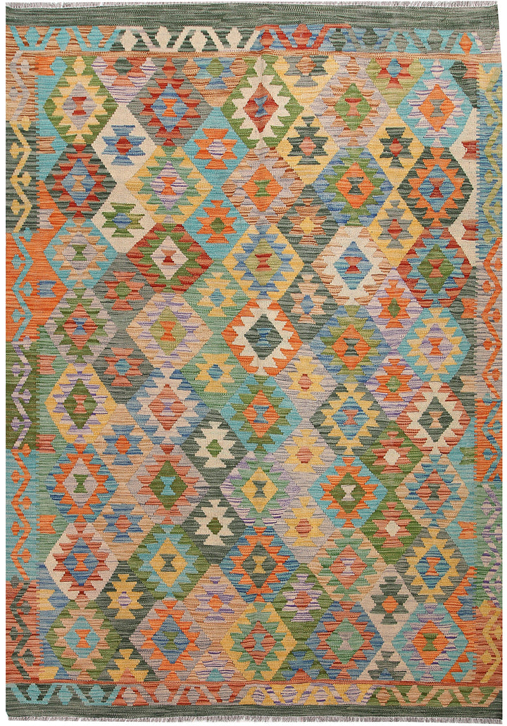 Multi Colored Kilim 5' 6 x 8' - No. 57742 - ALRUG Rug Store