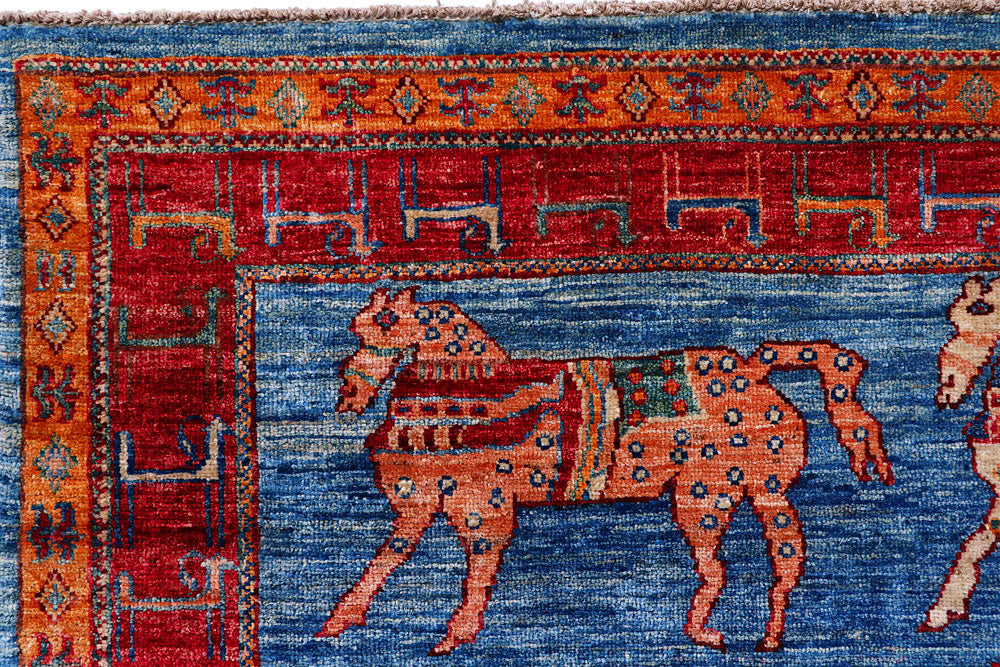 Dodger Blue Pictorial 6' 9 x 9' 9 - No. 57956 - ALRUG Rug Store