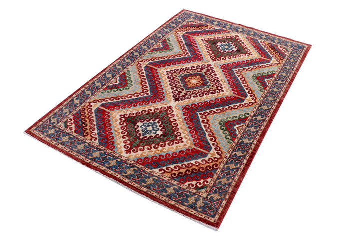 Multi Colored Kazak 4' x 6' - No. 58055 - ALRUG Rug Store