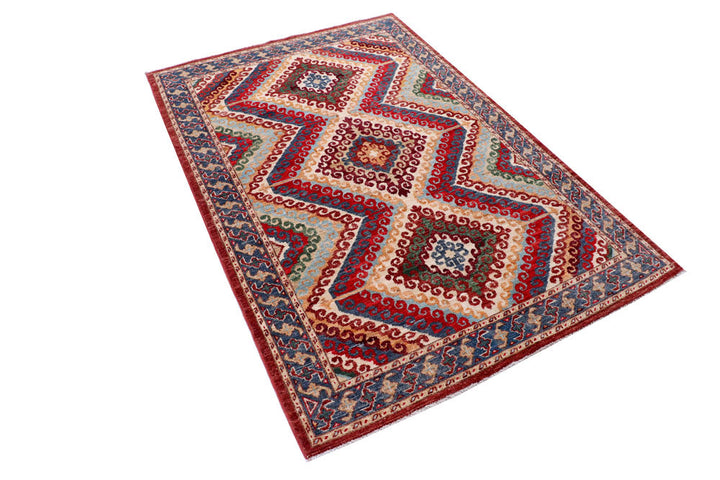 Multi Colored Kazak 4' x 6' - No. 58055 - ALRUG Rug Store