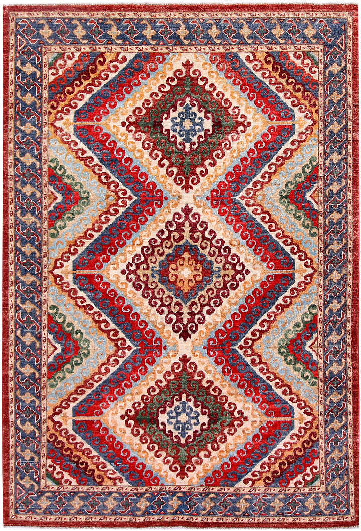 Multi Colored Kazak 4' x 6' - No. 58055 - ALRUG Rug Store