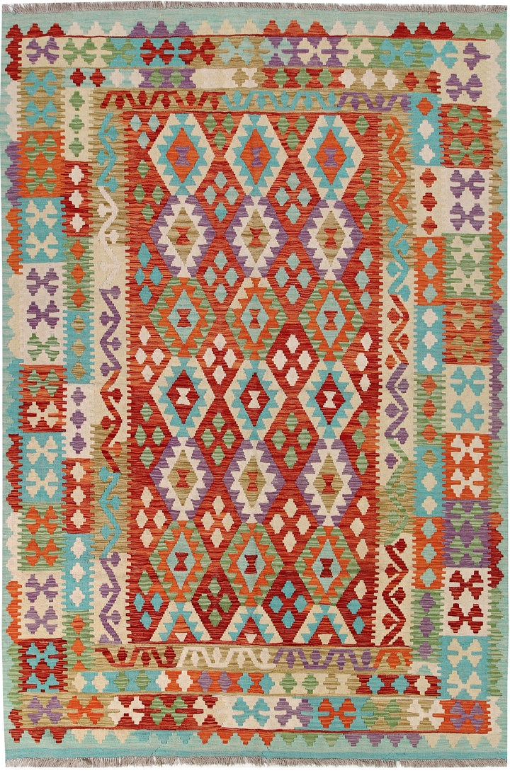 Multi Colored Kilim 6' 7 x 9' 11 - No. 58340 - ALRUG Rug Store