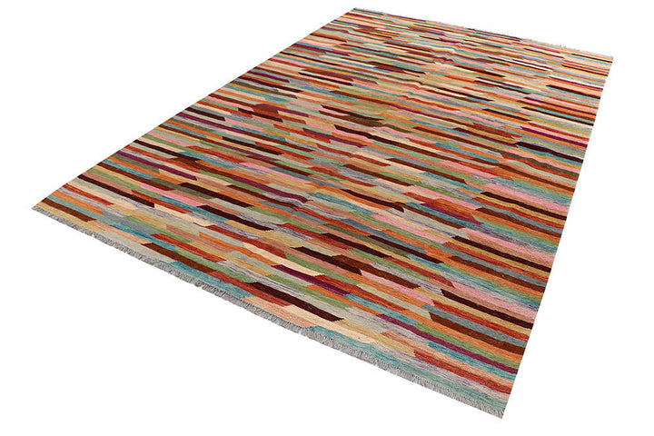 Multi Colored Kilim 6' 4 x 9' 9 - No. 58351 - ALRUG Rug Store