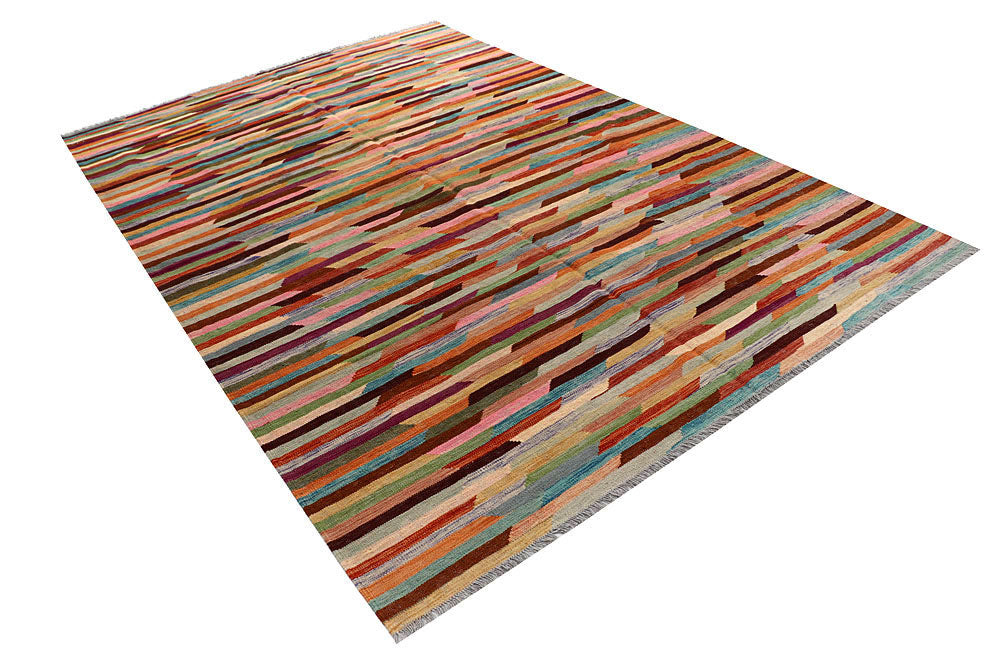 Multi Colored Kilim 6' 4 x 9' 9 - No. 58351 - ALRUG Rug Store