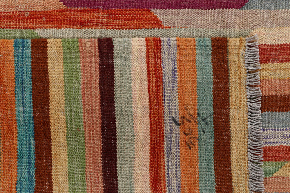 Multi Colored Kilim 6' 4 x 9' 9 - No. 58351 - ALRUG Rug Store