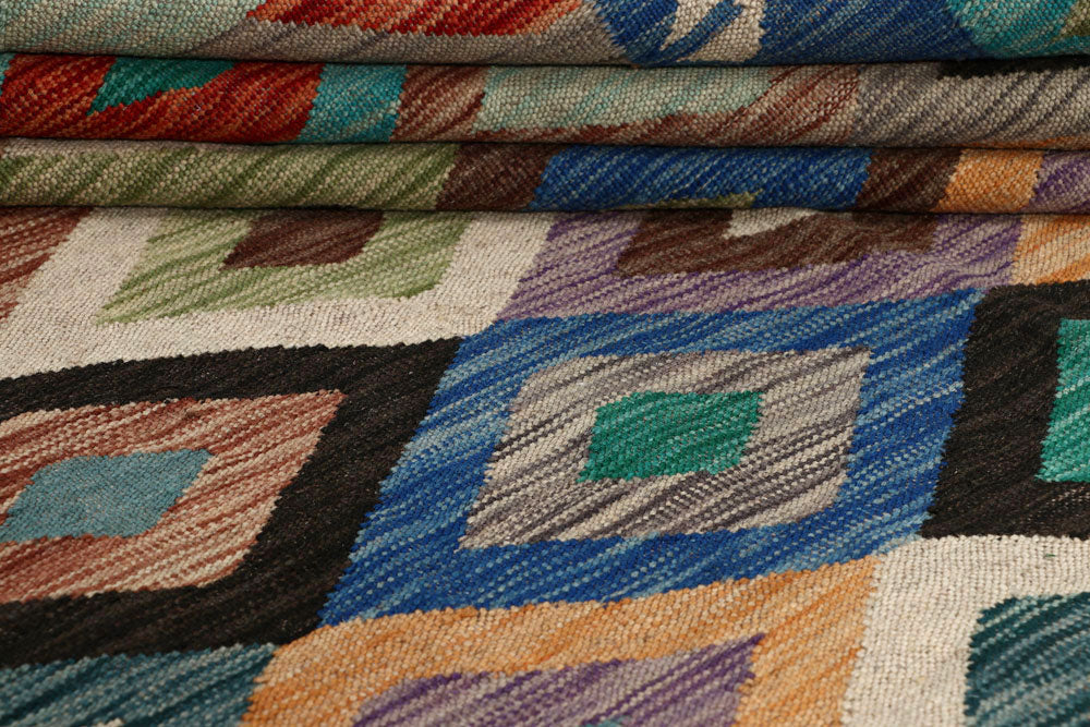Multi Colored Kilim 6' 7 x 9' 9 - No. 58368 - ALRUG Rug Store
