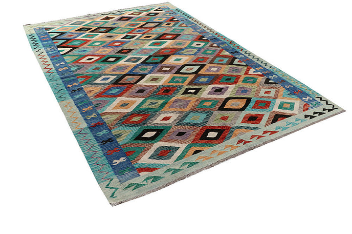 Multi Colored Kilim 6' 7 x 9' 9 - No. 58368 - ALRUG Rug Store