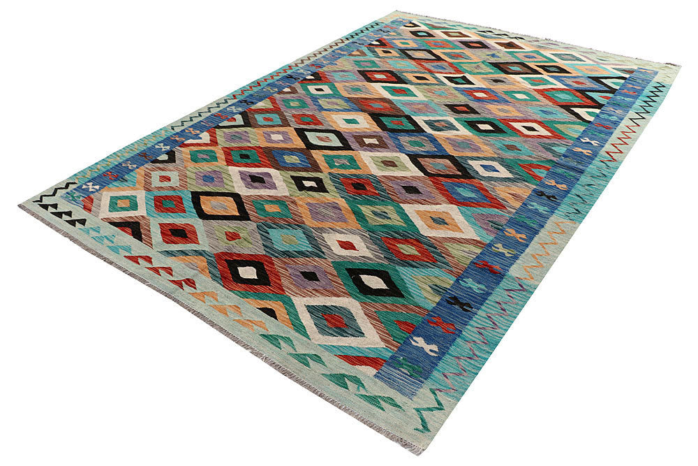 Multi Colored Kilim 6' 7 x 9' 9 - No. 58368 - ALRUG Rug Store