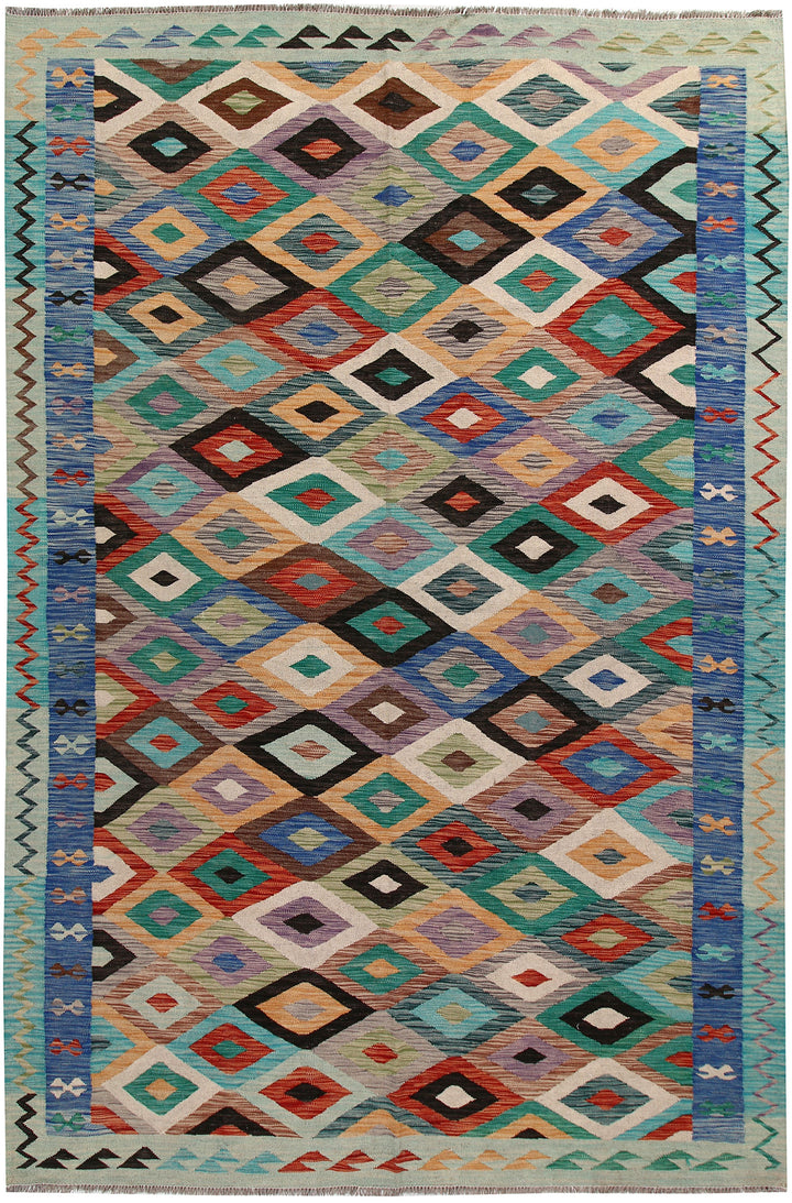 Multi Colored Kilim 6' 7 x 9' 9 - No. 58368 - ALRUG Rug Store