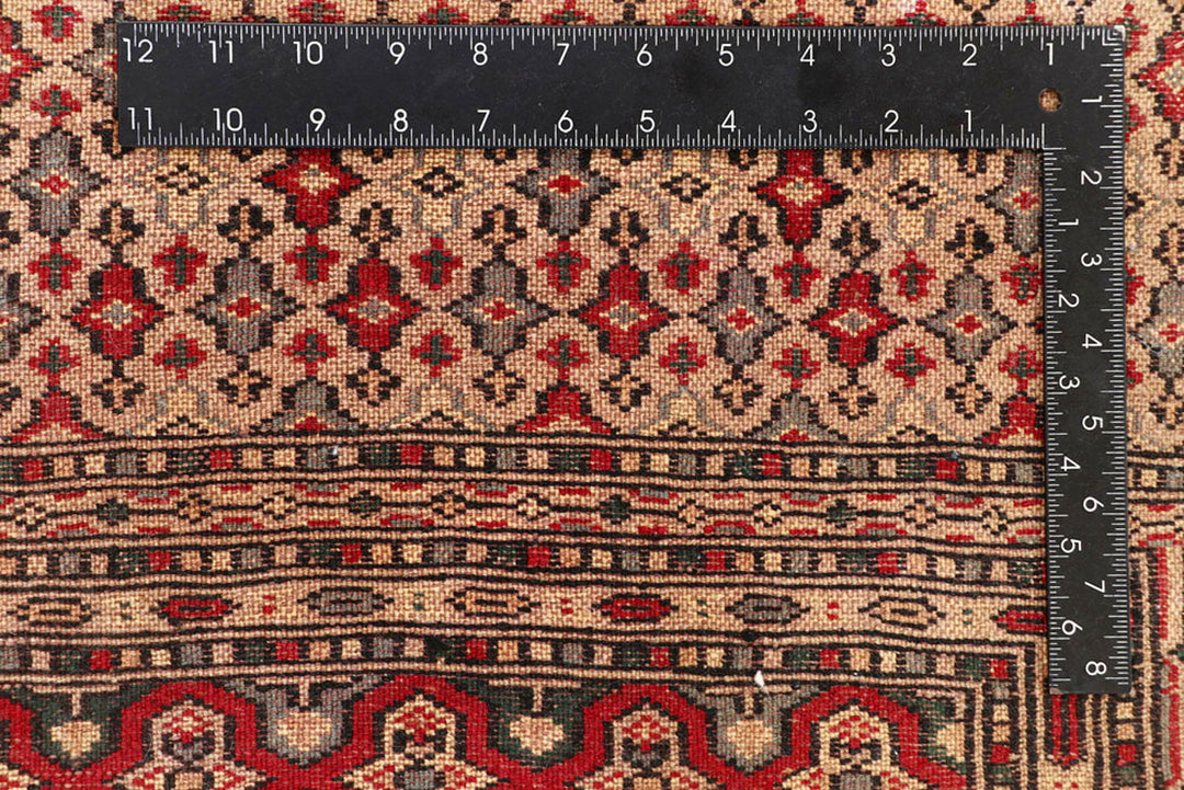 Red Caucasian Oriental Rug 6' 9" x 7' 2" Hand-Knotted reverse