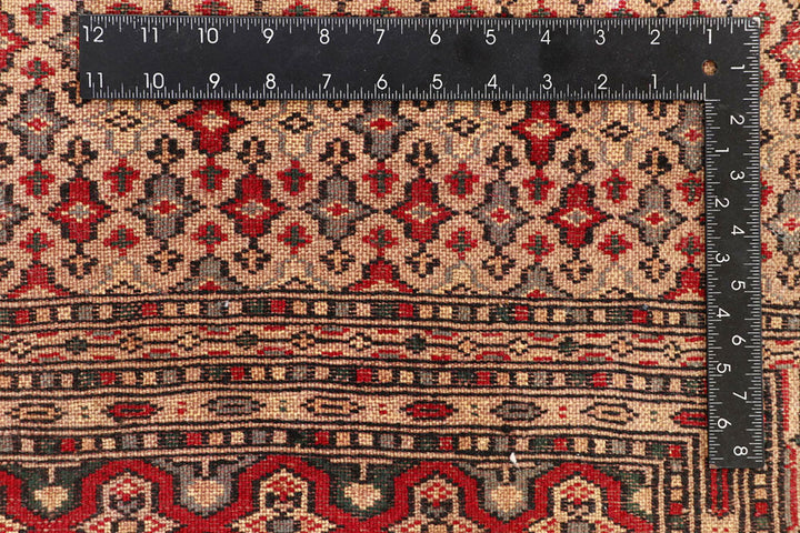 Red Caucasian Oriental Rug 6' 9" x 7' 2" Hand-Knotted reverse