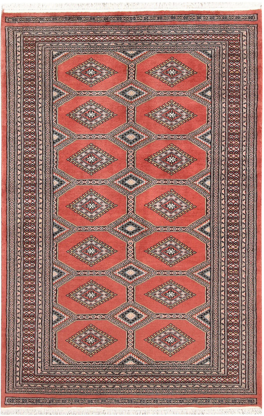 Salmon Pakistani Jaldar Rug 4' 1 x 6' 4 Hand-Knotted