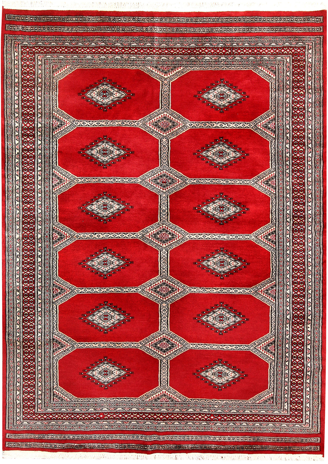 Red Pakistani Jaldar Rug 4' 8 x 6' 5 Hand-Knotted