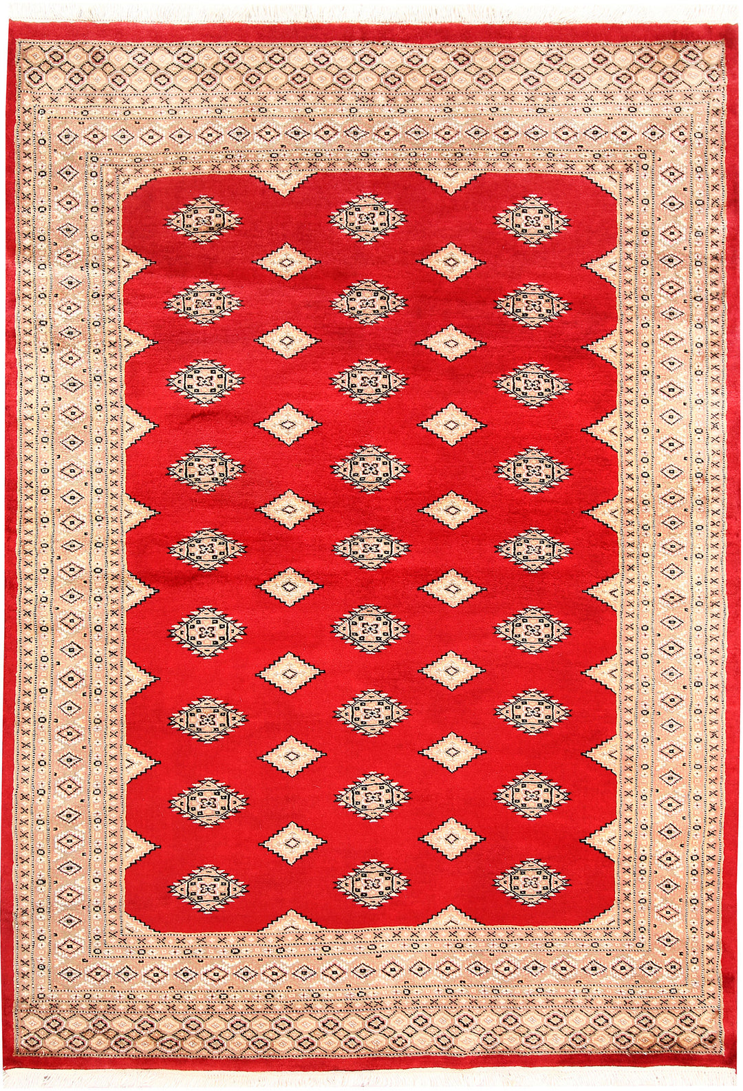 Red Pakistani Jaldar Rug 4'7" x 6'7" Hand-Knotted