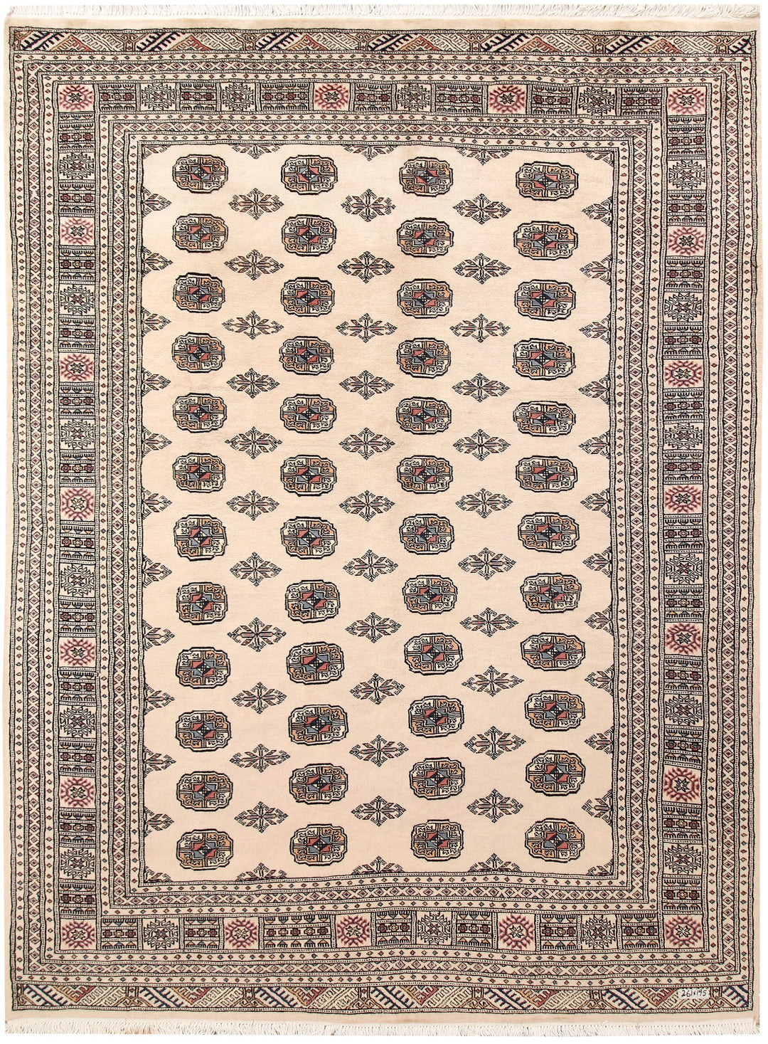 Blanched Almond Bokhara 6' 5 x 8' 7 - No. 59699 - ALRUG Rug Store