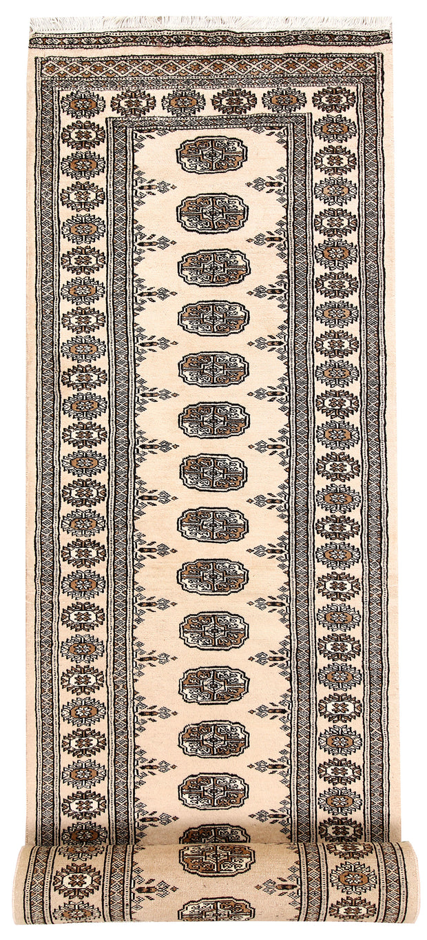 Blanched Almond Bokhara 2' 7 x 14' 4 - No. 59978 - ALRUG Rug Store