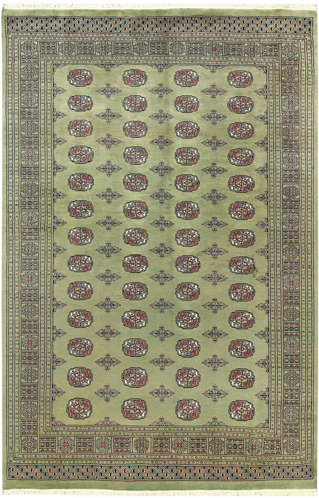 Dark Olive Green Bokhara 6' 1 x 9' 2 - No. 60271 - ALRUG Rug Store