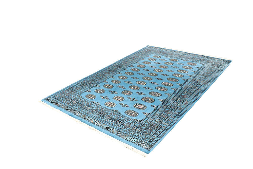 Light Sky Blue Bokhara 5' x 7' 7 - No. 60386 - ALRUG Rug Store