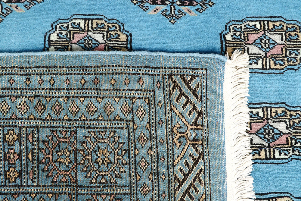 Light Sky Blue Bokhara 5' x 7' 7 - No. 60386 - ALRUG Rug Store