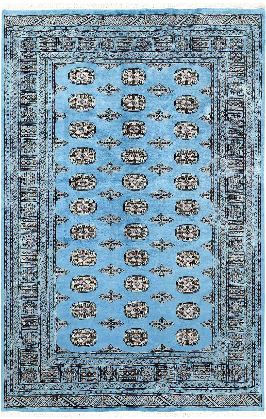 Light Sky Blue Bokhara 5' x 7' 7 - No. 60386 - ALRUG Rug Store