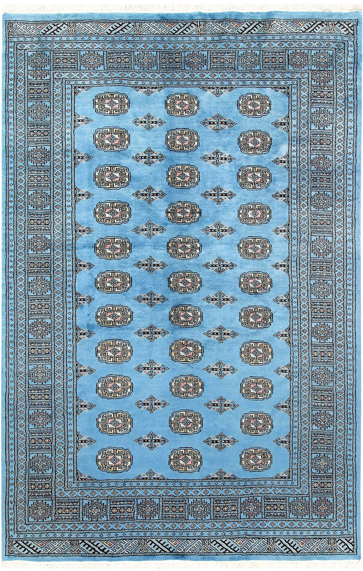 Light Sky Blue Bokhara 5' x 7' 7 - No. 60386 - ALRUG Rug Store
