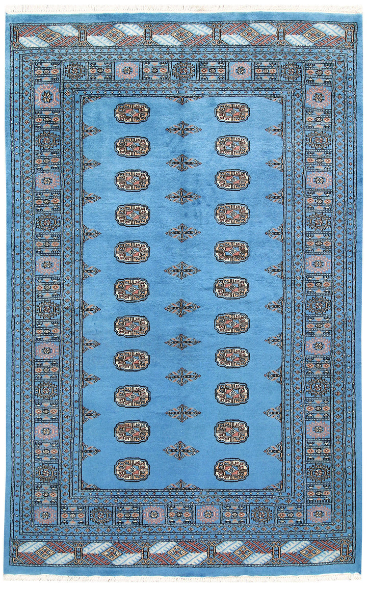 Deep Sky Blue Bokhara 5' 1 x 8' - No. 60388 - ALRUG Rug Store