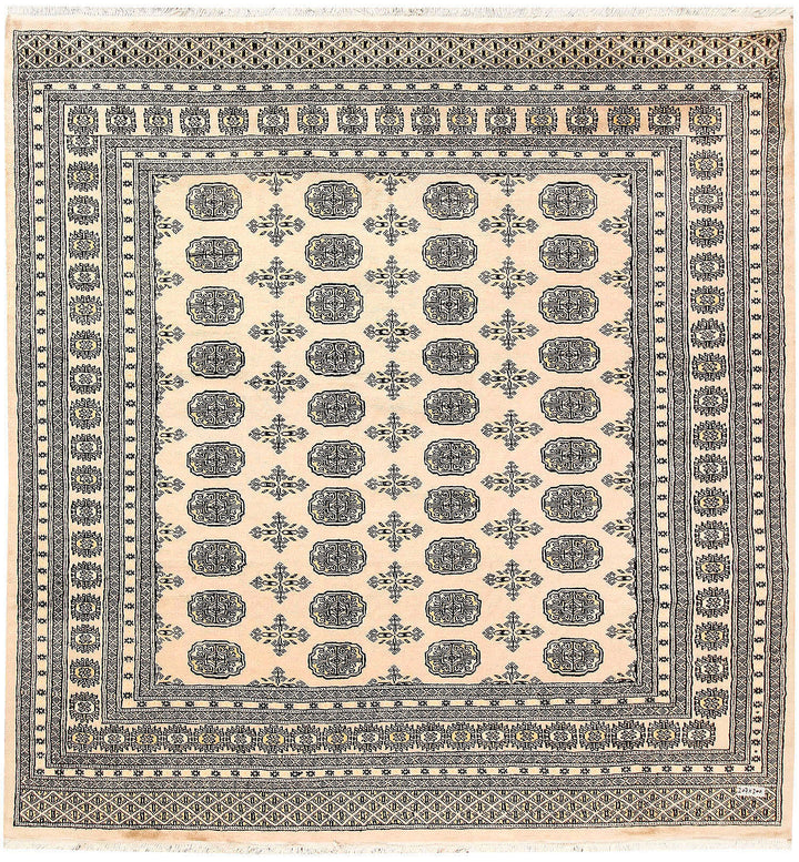 Blanched Almond Bokhara 6' 7 x 6' 9 - No. 60833 - ALRUG Rug Store