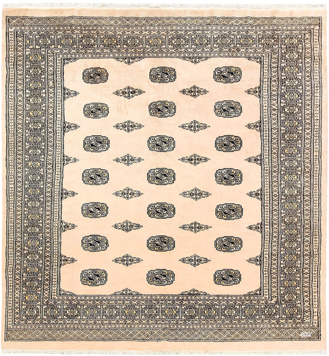 Blanched Almond Bokhara 6' 6 x 6' 10 - No. 60837 - ALRUG Rug Store