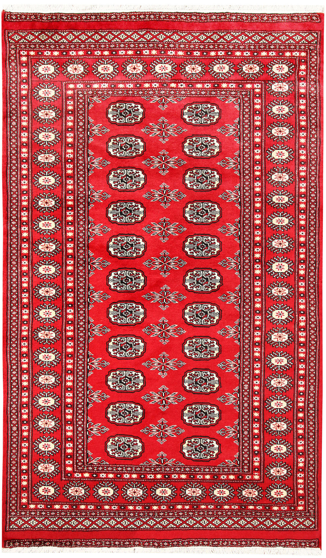 Red Bokhara Rug 4' x 6' 9 Hand-Knotted