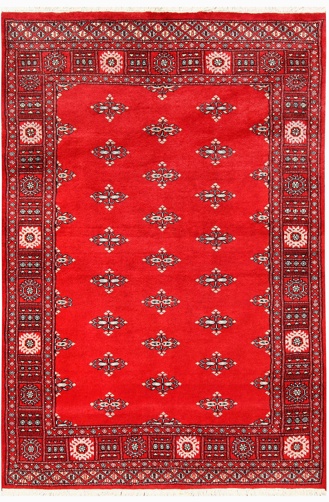 Red Pakistani Butterfly Rug 4' 2" x 6' 1" Hand-Knotted