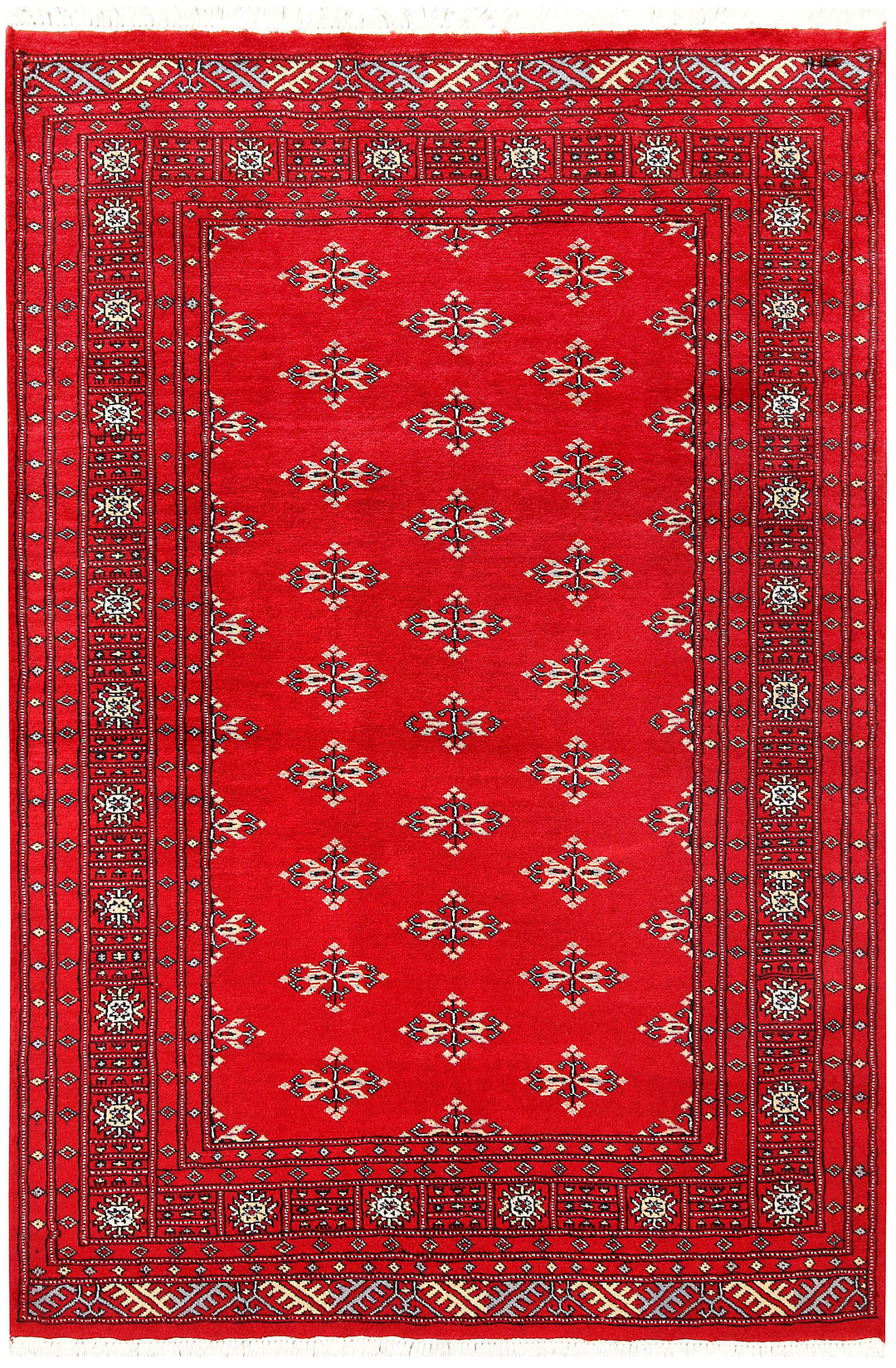 Red Pakistani Butterfly Rug 4' 1 x 6' 1 Hand-Knotted