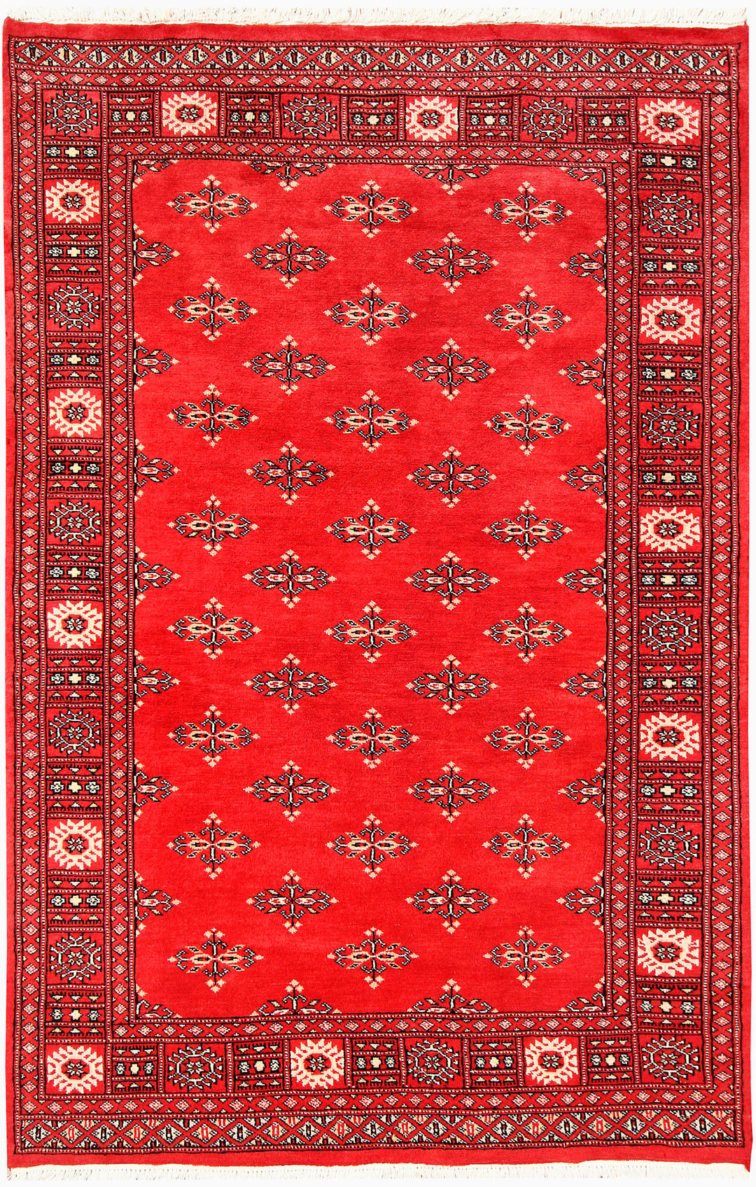 Orange Red Pakistani Oriental Rug 4' 1 x 6' 2 Hand-Knotted